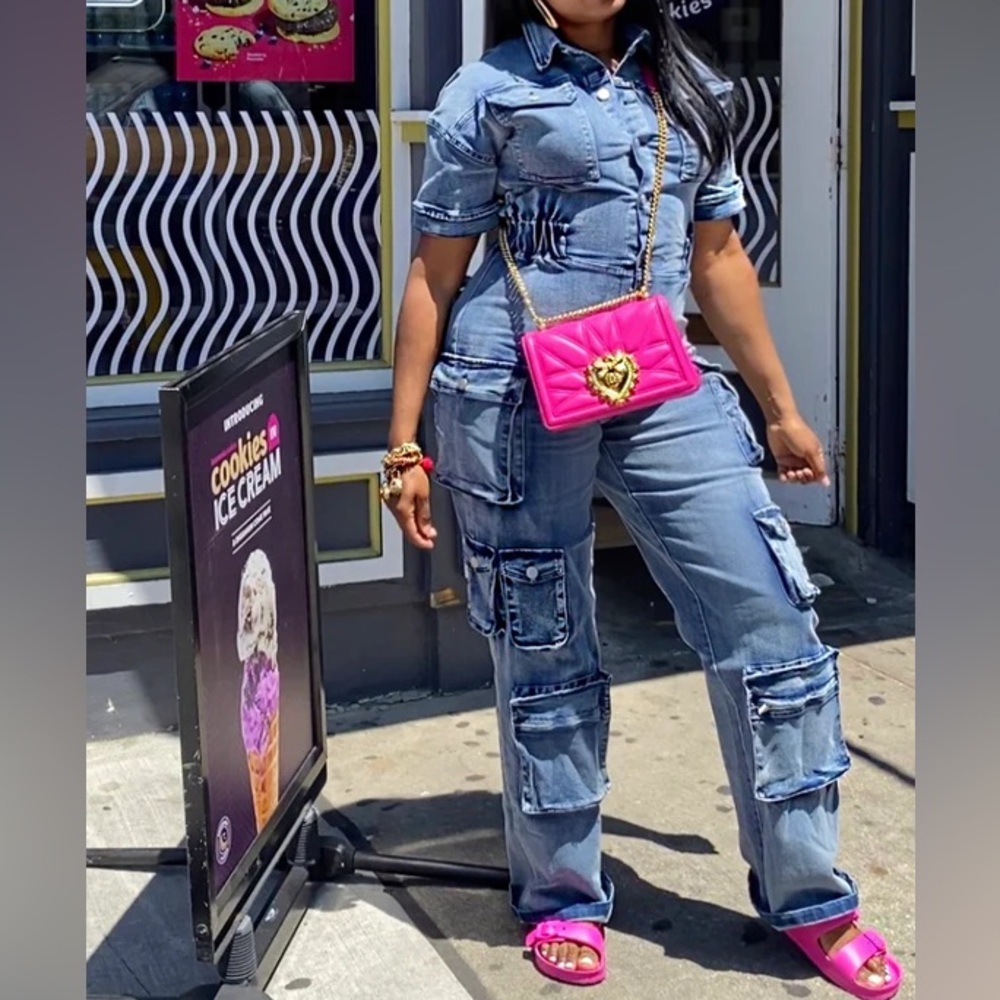 Cargo Jean Denim Jumpsuit